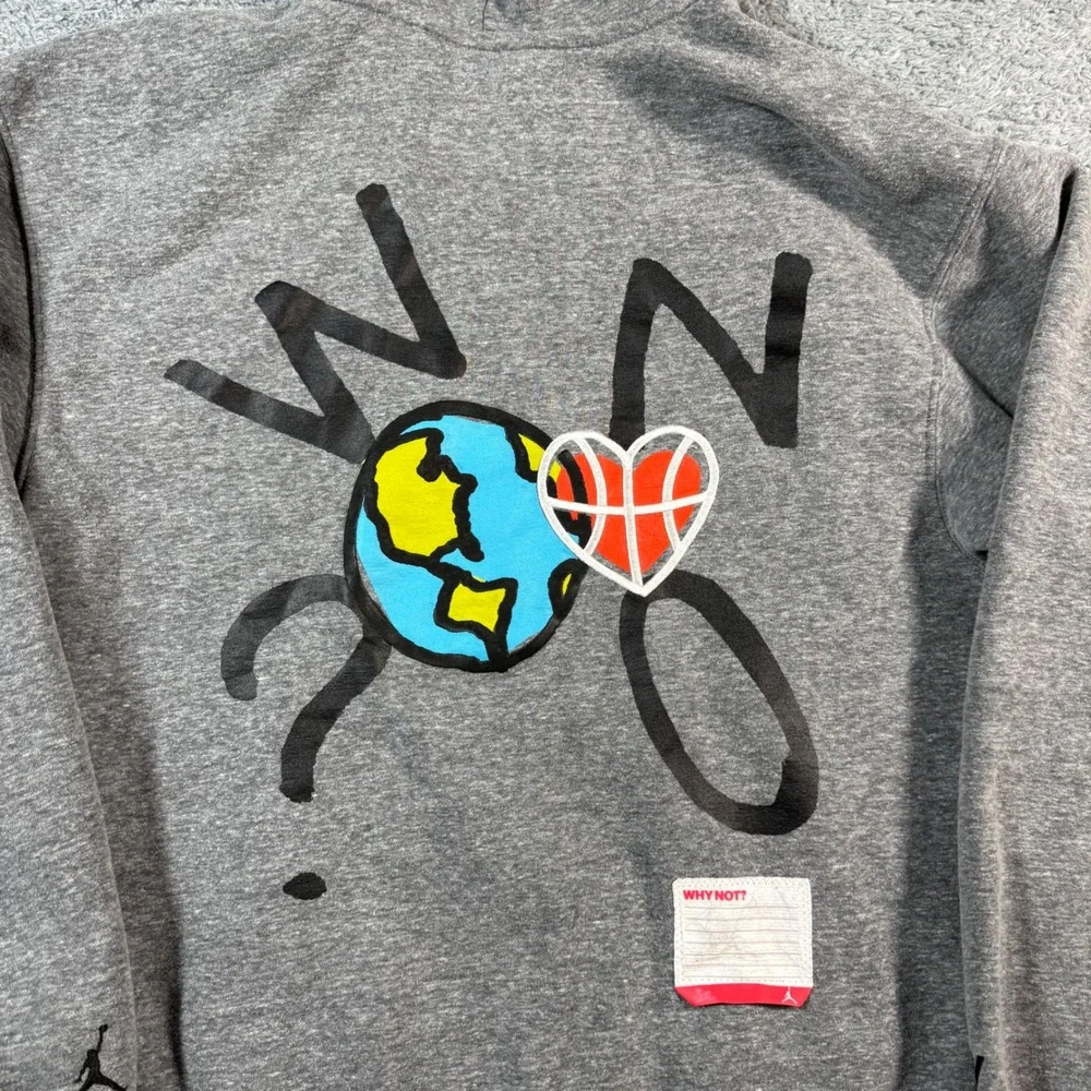 Jordan‎ Russell Westbrook Why Not LFTG Hoodie Mens Large Grey Graphic Sweatshirt